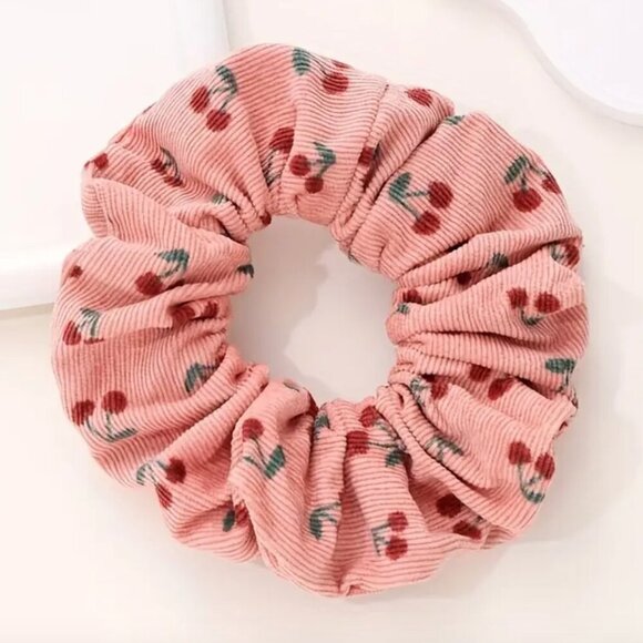 Cherry Print Scrunchies Set | 2-Piece Hair Accessory | NWT - Picture 1 of 5